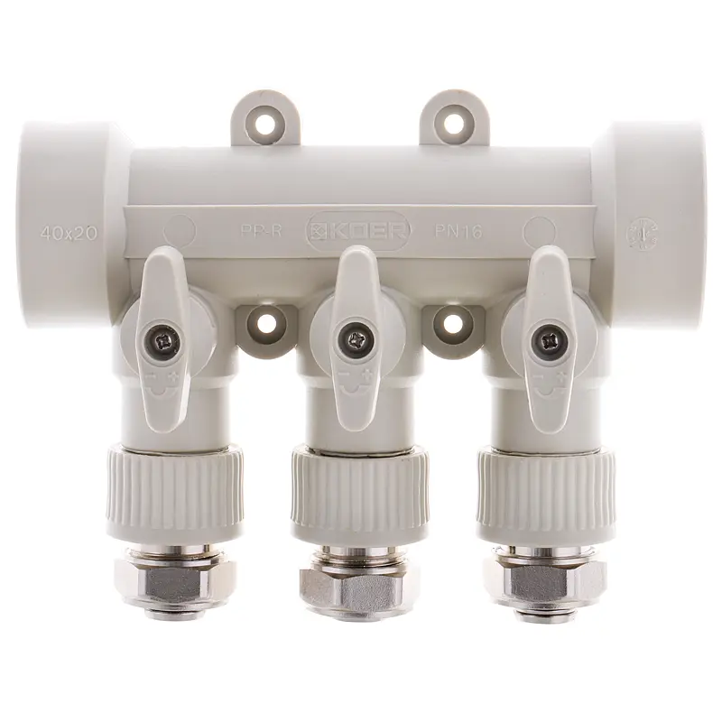 Колектор розподільний Koer 3-way з фітингом (40x20) PPR K0191.Pro KP2556 - фото 2