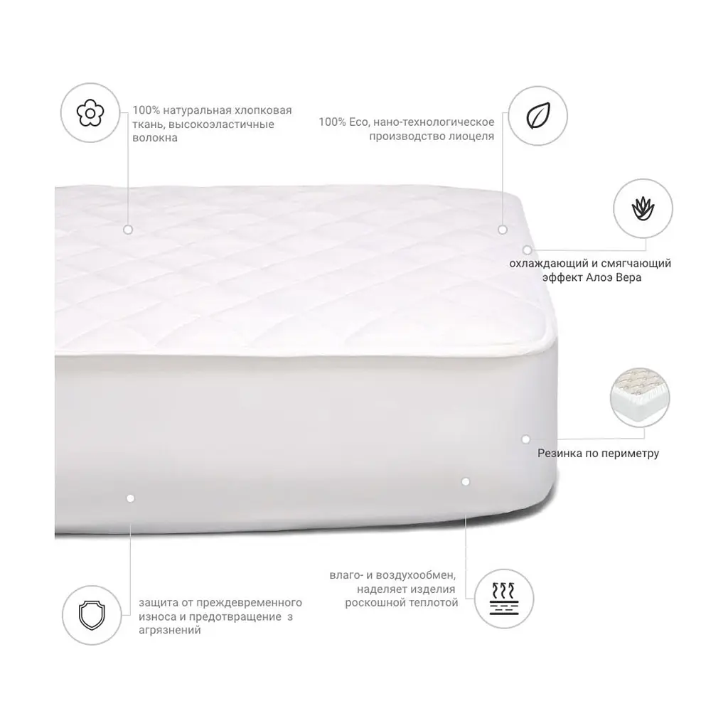 Наматрацник MirSon Natural Line Стандарт Tencel Aloe Vera 982 90x200 см (2200000836229) - фото 3