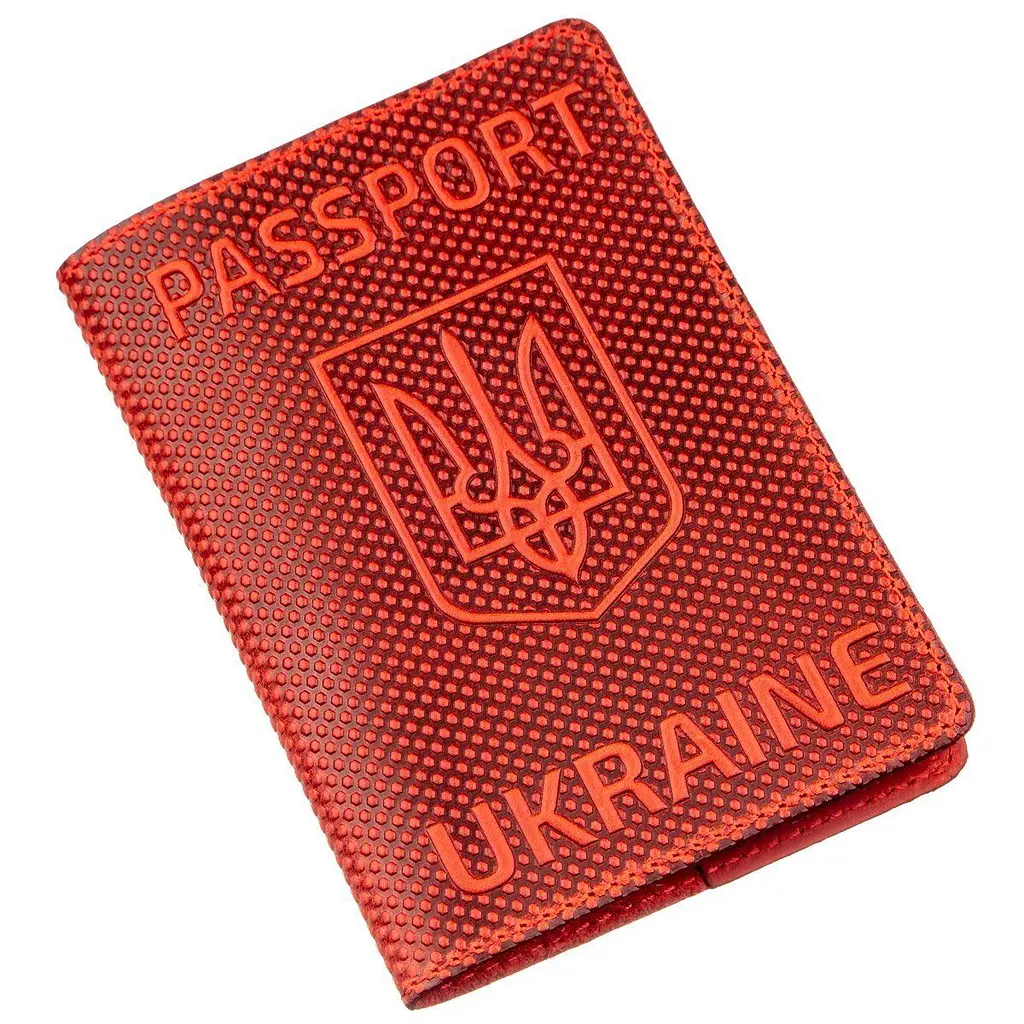 Обкладинка на паспорт Shvigel 13958 з точковим тисненням шкіряна червона - фото 6