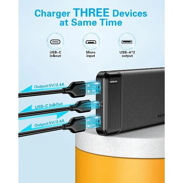 Портативний зарядний пристрій AsperX ємністю 10000 мАг USB C Output швидкий упаковка з 2 шт. - фото 3