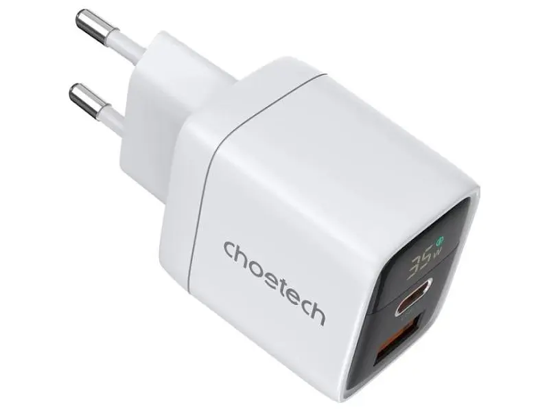 Мережевий зарядний пристрій Choetech PD6052 35 W GAN White (PD6052-EU-WH) - фото 2