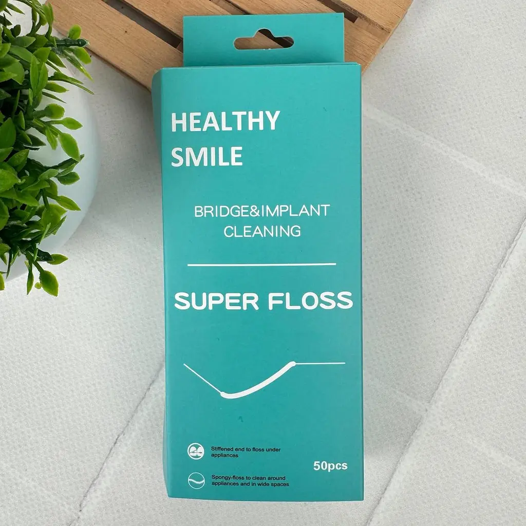 Зубна нитка Healthy Smile Суперфлос для чищення брекетів, мостів та імплантів, 50 шт - фото 4