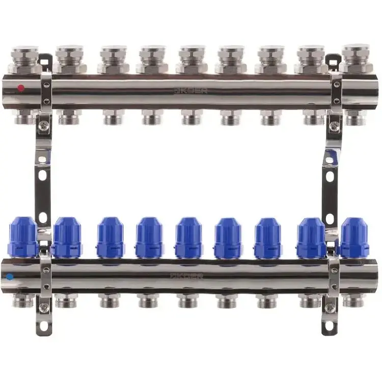 Колекторний блок з термостатичними клапанами Koer KR.1100-09 1"x9 ways KR2635
