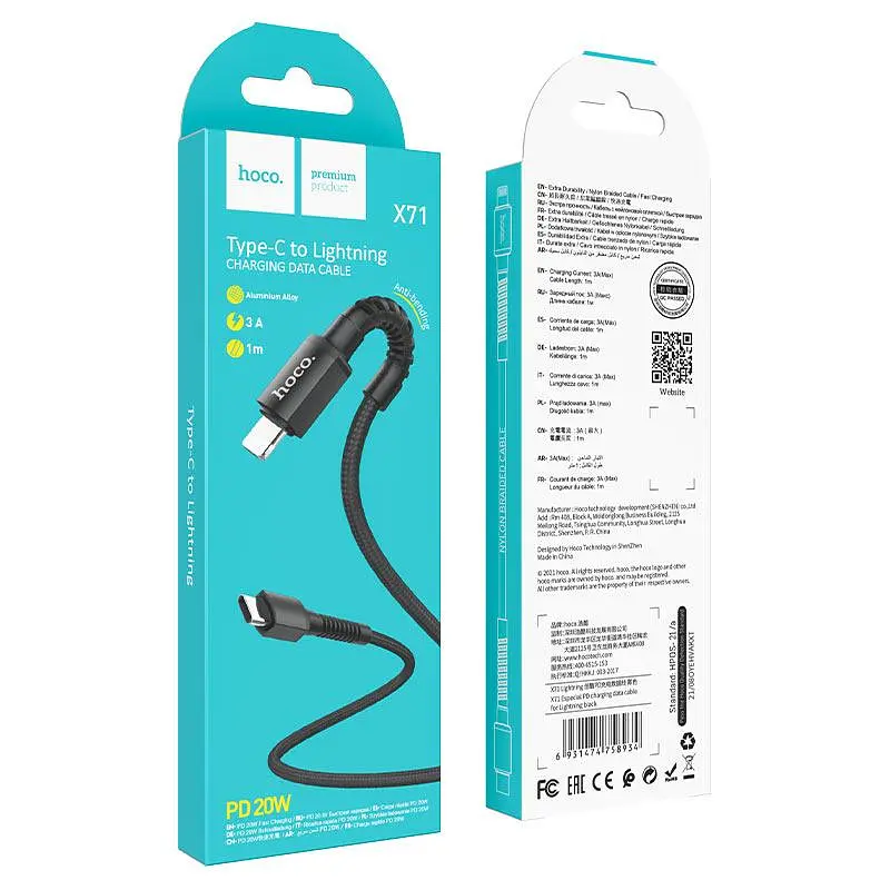 Кабель Hoco X71 Especial PD charging data cable for iP Черный - фото 2
