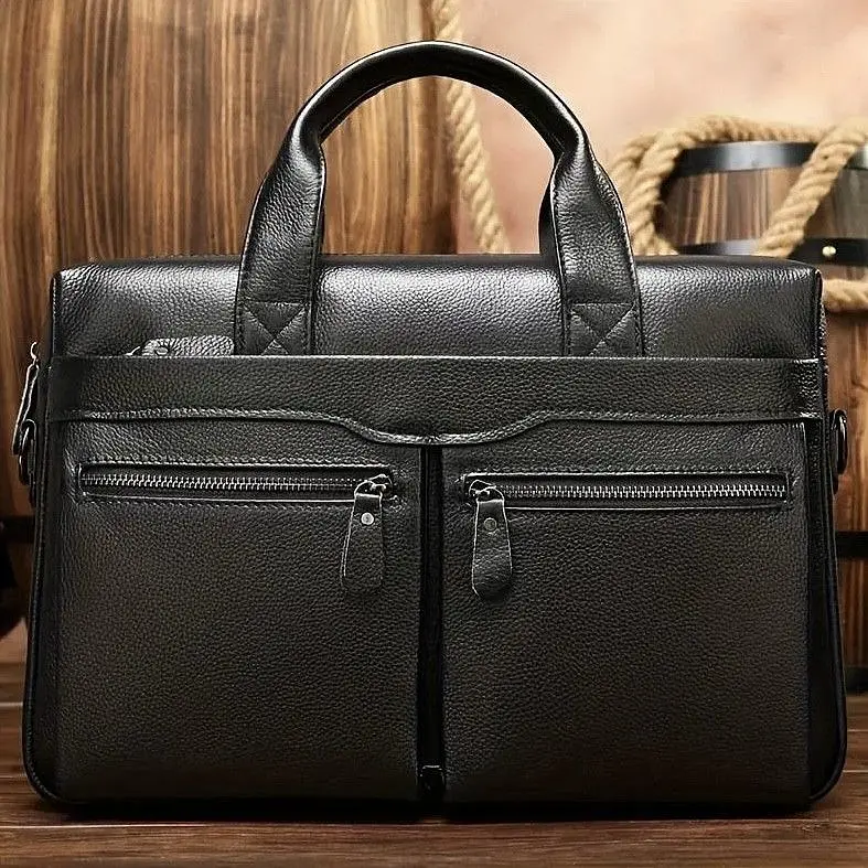 Чоловіча сумка для ноутбука й документів чорна SK N76955 Tiding Bag - фото 10