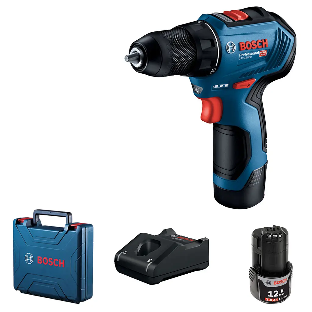 Безщітковий шурупокрут Bosch GSR 12V-30 Professional в чемодані з 2 акб GBA 12V 2 Ah та з/п GAL 12V-40