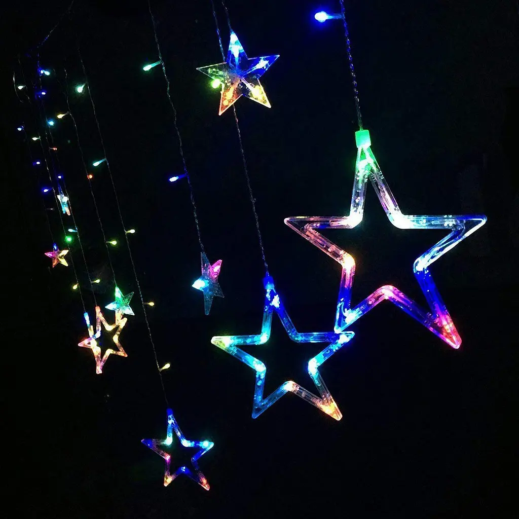 Новорічна світлодіодна гірлянда шторка дощ "Зірки" YS-84005 138 LED USB 2.5х2м (мультиколор) + пульт ДК, Yu Xin 82761 - фото 5