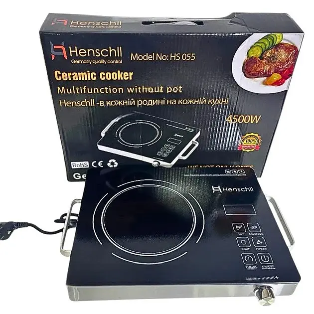 Плита склокерамічна інфрачервона електрична Henschll HS-055 Одноконфоркова 4500 Вт Чорна - фото 9