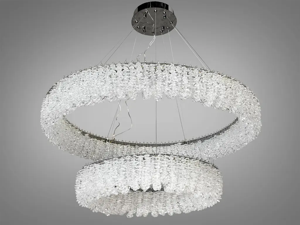Подвесная люстра 505-600+400CH хром хрустальная светодиодная 60Вт. - фото 4