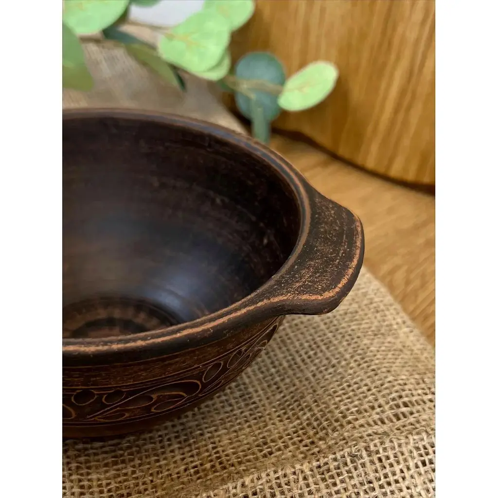 Бульйонниця керамічна (глиняна) різьблена 600 мл Декор - фото 6