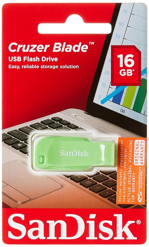 Флеш-накопичувач Sandisk Flash USB 2.0 Cruzer Blade 16Gb Green Electric (SDCZ50C-016G-B35GE) - фото 2