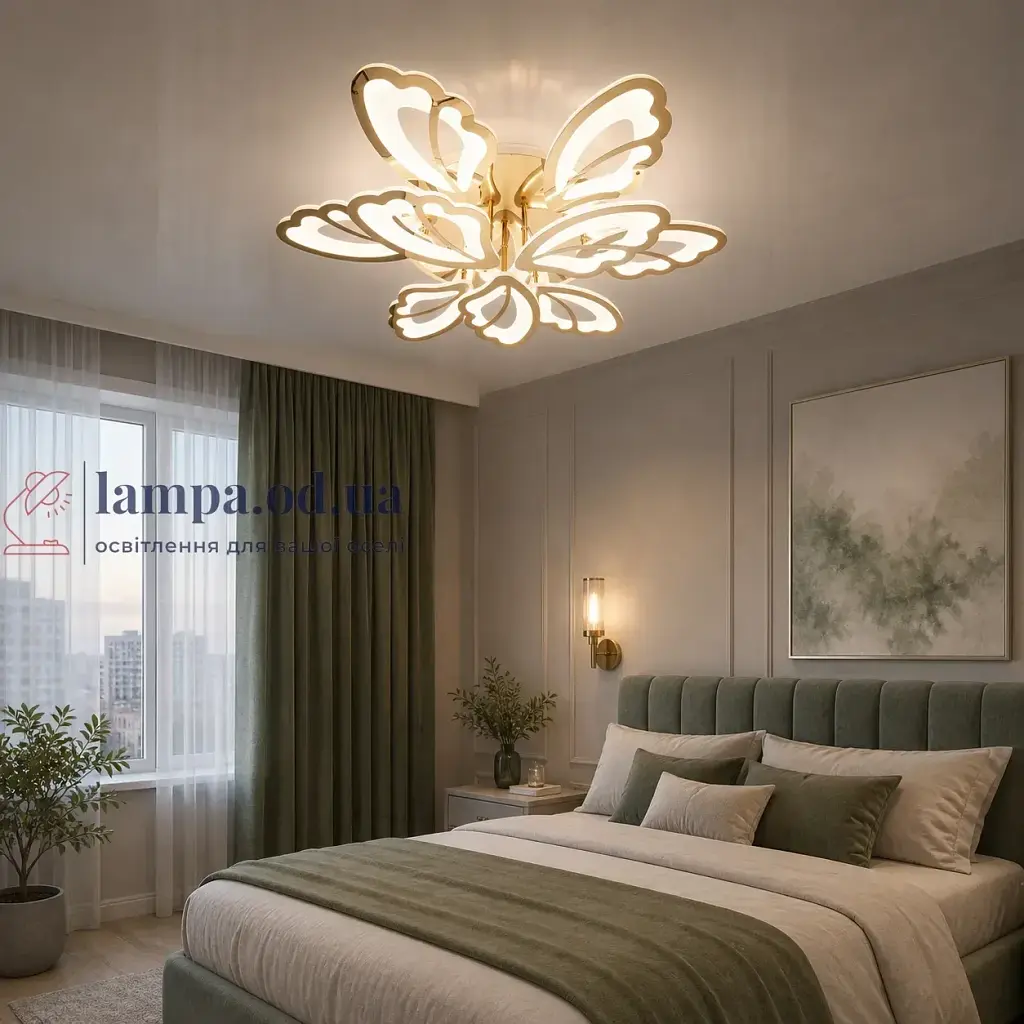 Витончена стельова LED-люстра з пультом Diasha 8166/6+3G золото, 9 модулів, 140 Вт, 75 см, до 20 м2