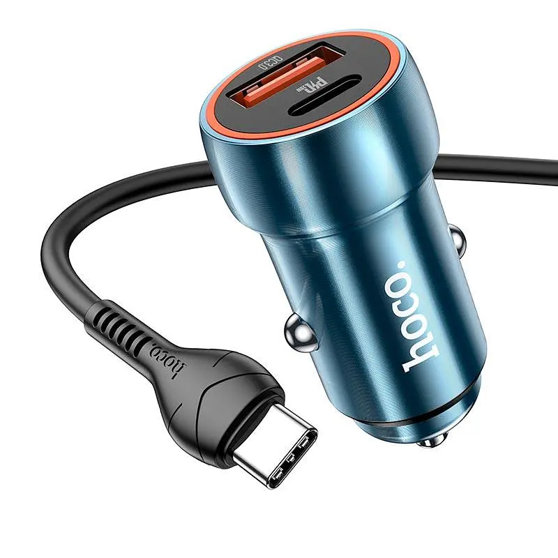 Адаптер автомобільний HOCO Type-C Cable Blue whale car charger set Z46A набір коричневий - фото 3