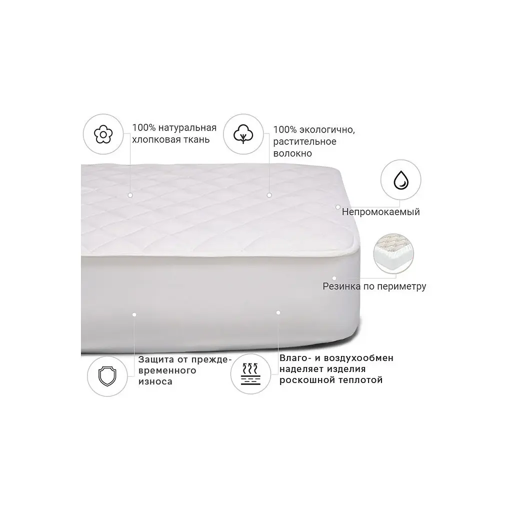 Наматрацник MirSon № 966 Natural Line Стандарт Cotton 160x200 см (2200000838940) - фото 4
