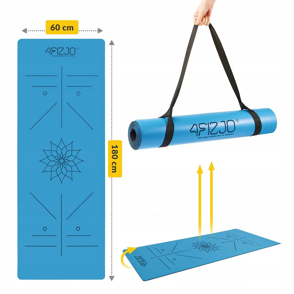 Килимок (мат) спортивний 4FIZJO PU 183 x 68 x 0.4 см для йоги та фітнесу 4FJ0588 Blue (P-5907739319555) - фото 12