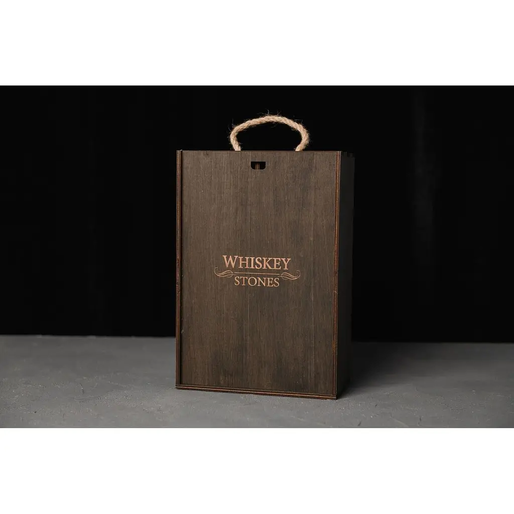 Подарунковий набір Whiskey Stones камені для віскі у дерев'яному пеналі №7 + декантер і 2 склянки Pasabahce + щипці + мішечок - фото 8