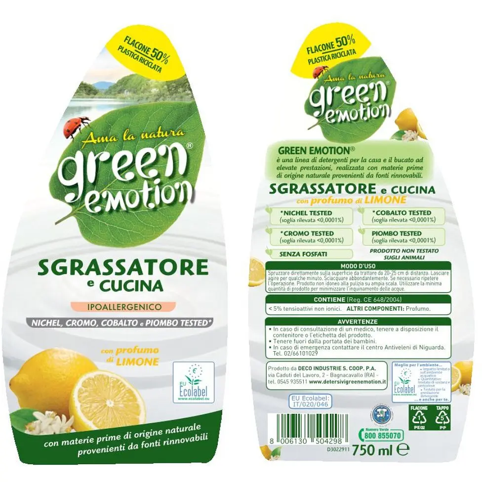 Гіпоалергенний знежирювач Green Emotion Sgrassatore e Cucina con profumo di Limone для кухні 750 мл - фото 2