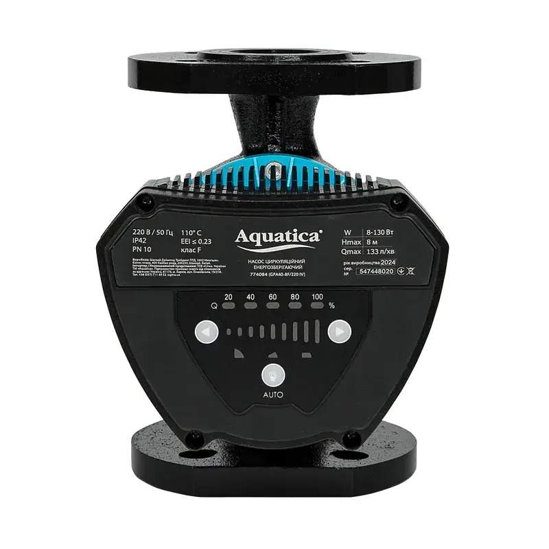 Насос циркуляційний енергозберігаючий фланц 8-130Вт Hmax 8м Qmax 133л/хв DN40 220мм + відповідний фланець AQUATICA GPA40-8F/220 IV (774084) - фото 4