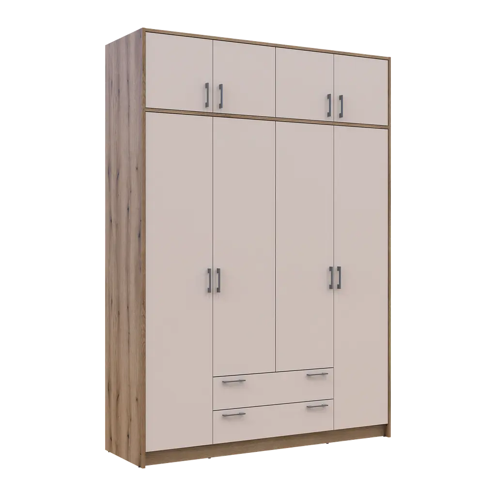 Шафа для одягу Doros Ронді з антресоллю Дуб Артизан/Кашемір 4ДСП 160х52х236 (80737829) - фото 6