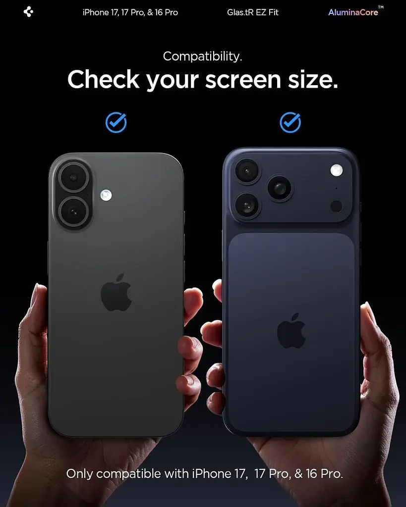 Загартоване скло Spigen AluminaCore для iPhone 17 / 17 Pro / 16 Pro, 2 шт., твердість 9H+ - фото 5