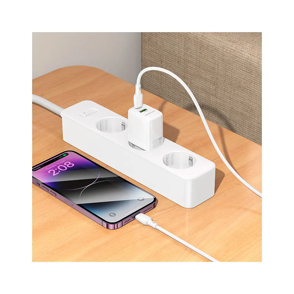 Зарядний пристрій BOROFONE BN27 Fuente 1xUSB-C PD 20 Вт + 1xUSB QC 3.0 білий (6941991120268) - фото 10