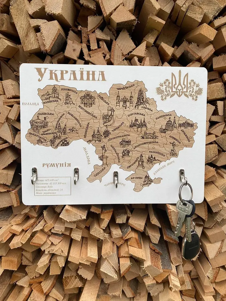 Дерев'яна Ключниця на стіну 35x29 см. №2 - фото 2