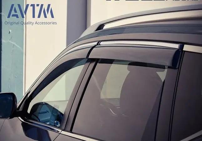 Дефлектори вікон вітровики для Nissan Qashqai 2014- з хром молдингом - фото 2