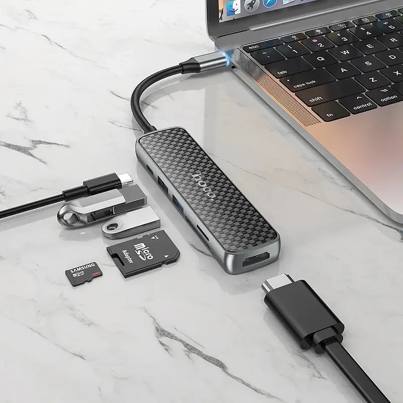 Хаб порт реплікатор Hoco Usb-C PD HB24 Easy display multi-F adapter - фото 2