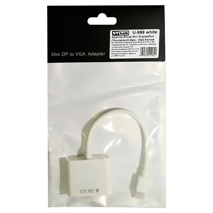 Адаптер STLab Mini DisplayPort (Thunderbolt) Male - VGA Female 0.18 м HD 1080P для Apple Mac білий (U-999 white) - фото 3