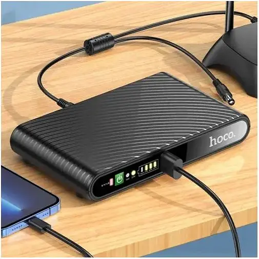 Джерело безперебійного живлення для роутерів Hoco DB63 Portable DC UPS 5/9/12V 10000 mAh чорний - фото 8
