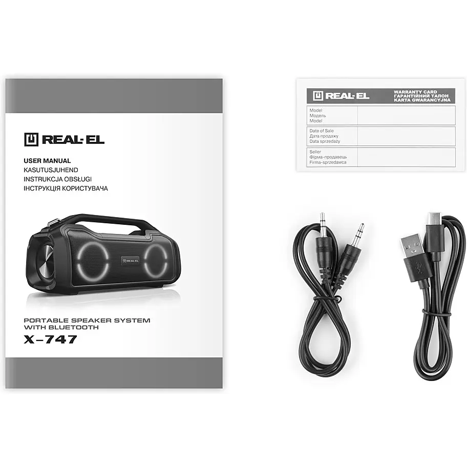 Портативна колонка бумбокс REAL-EL X747 Black - фото 8