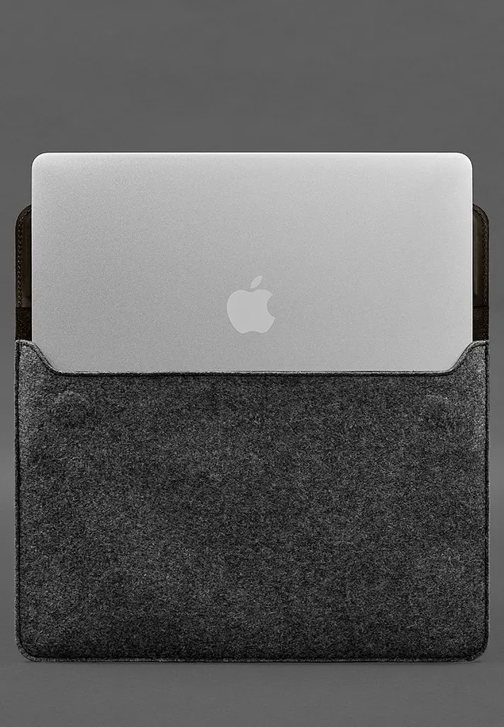 Чехол-конверт BlankNote с клапаном кожа+фетр для MacBook 15" Темно-коричневый Crazy Horse - фото 4