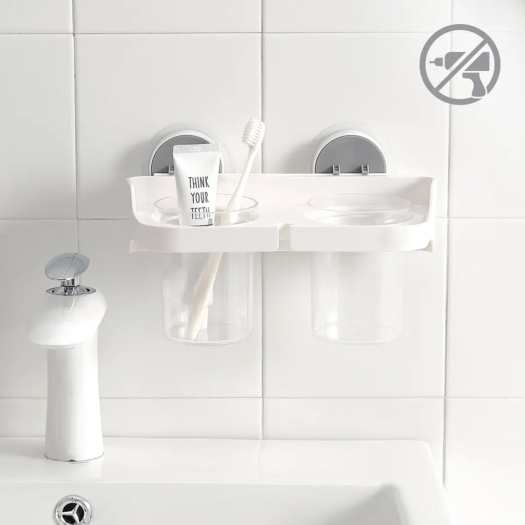 Полиця МВМ My Home BP-1 клейка, зі стаканами, біла (BP-1 WHITE) - фото 5