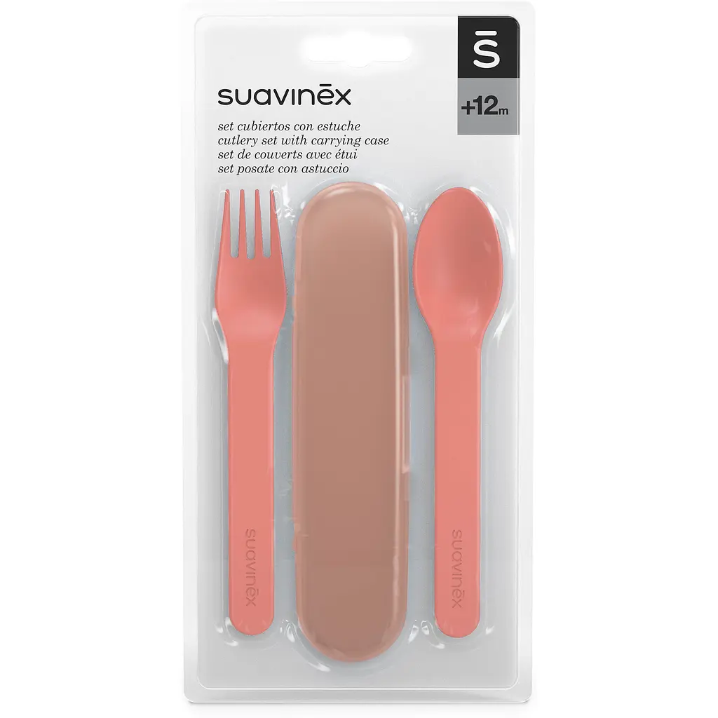 Набір столових приборів Suavinex Go natural у футлярі рожевий (401508) - фото 2