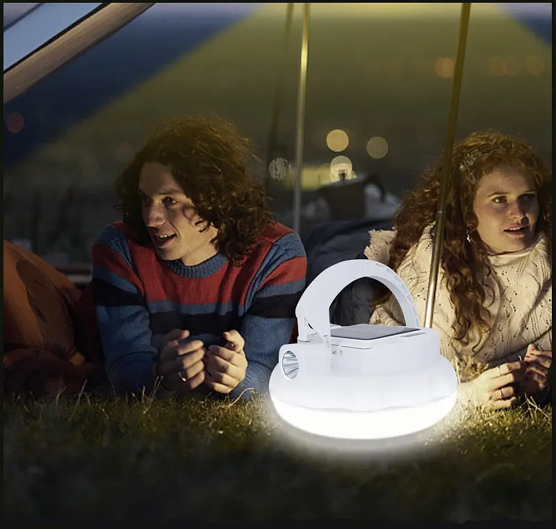 Сонячна LED лампа 200W, 4800 mAh, біла | IP66 | 360° світло + ліхтар | Зарядка USB-C | Гачок і магніт - фото 5