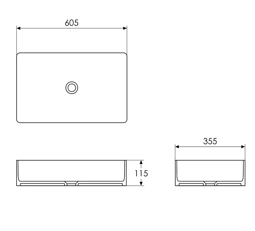 Умивальник накладний Imprese Black Edge 60,5x35,5x11,5 см білий/чорний i11099, Білий - фото 4
