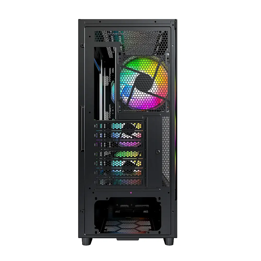 Корпус Montech X5, Black, Mid Tower, без БЖ, для E-ATX / ATX / Micro ATX / Mini ITX, 1xType-C / 1xUSB 3.0 / 2xUSB 2.0, макс. CPU - 165 мм / GPU - 410 мм, 3x140 мм ARGB / 1x140 мм ARGB, бічна панель із загартованого скла - фото 3