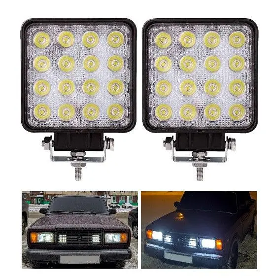 Додаткова LED фара 48W (3W x 16) 10-30V 110x110x72mm Ближній (29-48W) 1 шт. (2964) - фото 2
