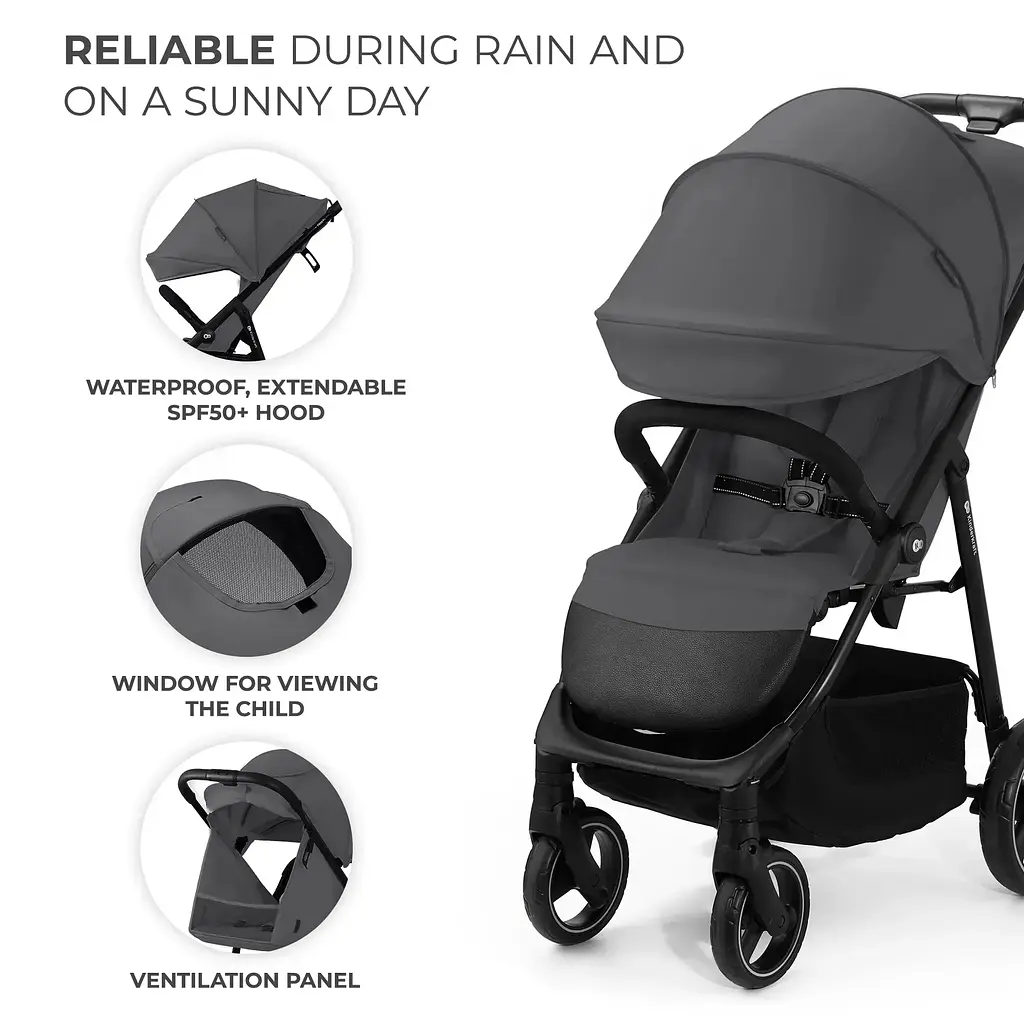 Прогулянкова коляска Kinderkraft Trig 3 Granite Grey (KSTRIG03GRY0000) - фото 3