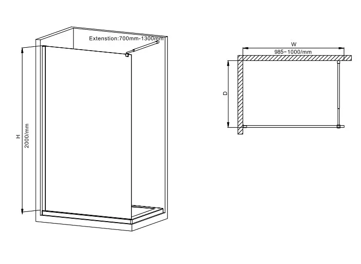 Душевая перегородка Mixxus Premium Flat SP01-100x200-TR хром Walk-In прозрачное стекло 8 мм MI6851, прозрачное, хром - фото 2