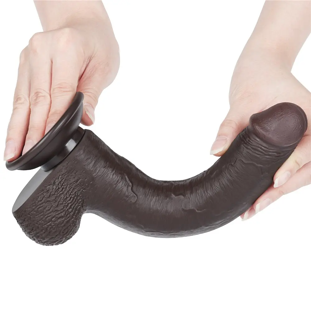 Фалоімітатор Sliding-Skin Dual Layer Dong 9 23 см (коричневий) - фото 8