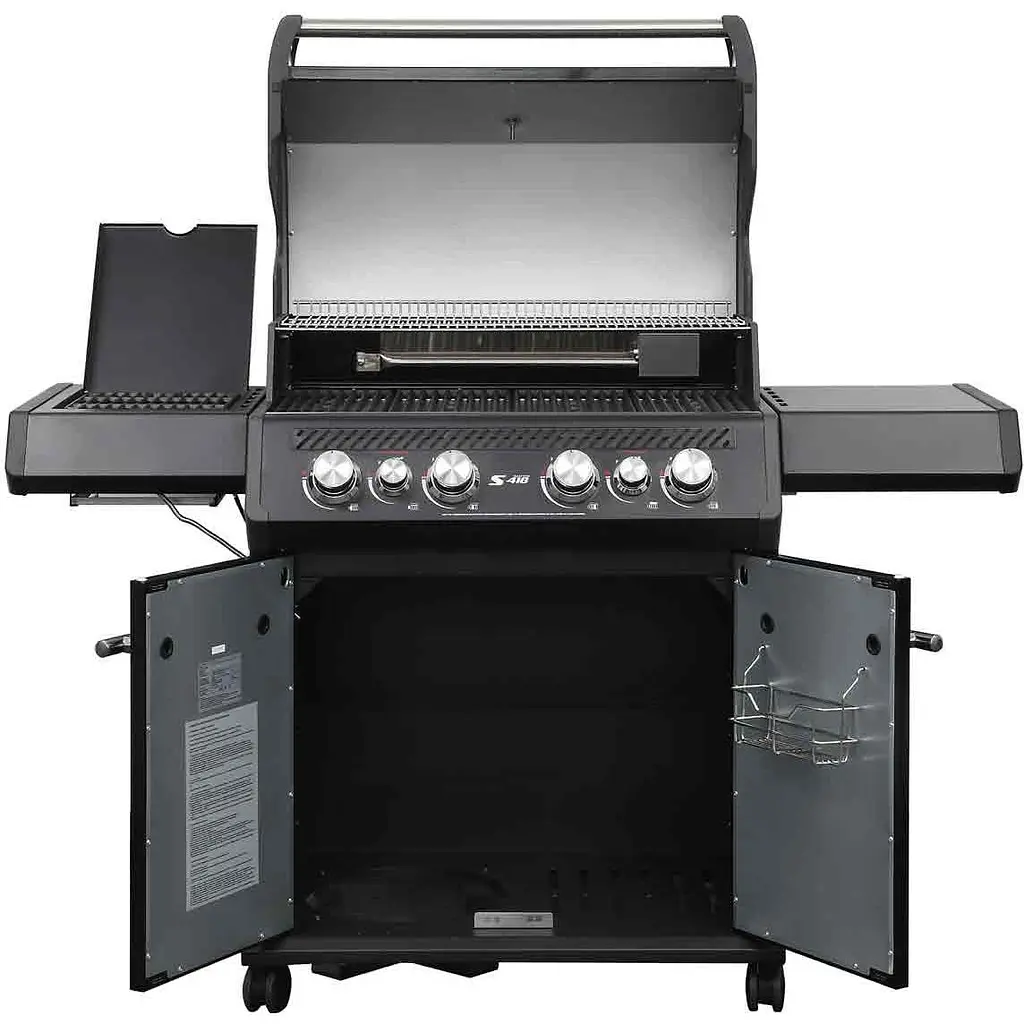 Газовый гриль Santos S-418 All Black с боковой и задней горелкой, черный полностью (890055) - фото 3