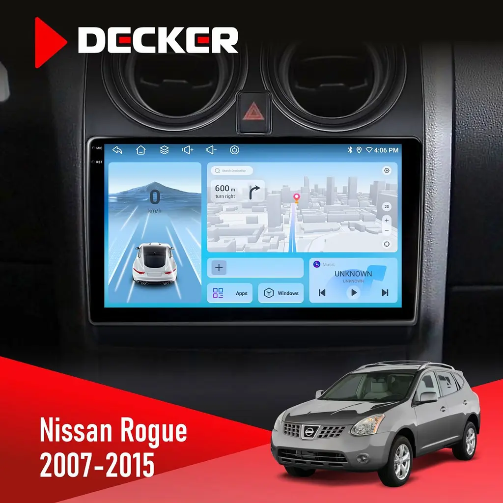 Штатна магнітола Nissan Rogue 2007-2015 Decker D9-010 6x128, DSP, 4G, 2K Decker (НФ-00004758)