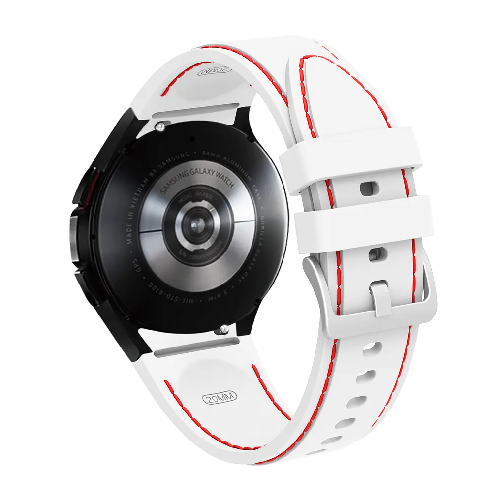 Ремінець для Samsung Galaxy Watch 5 44mm - біло-червоний ширина кріплення 20мм силікон Watchbands RLine (W44-1WB35913748) - фото 3