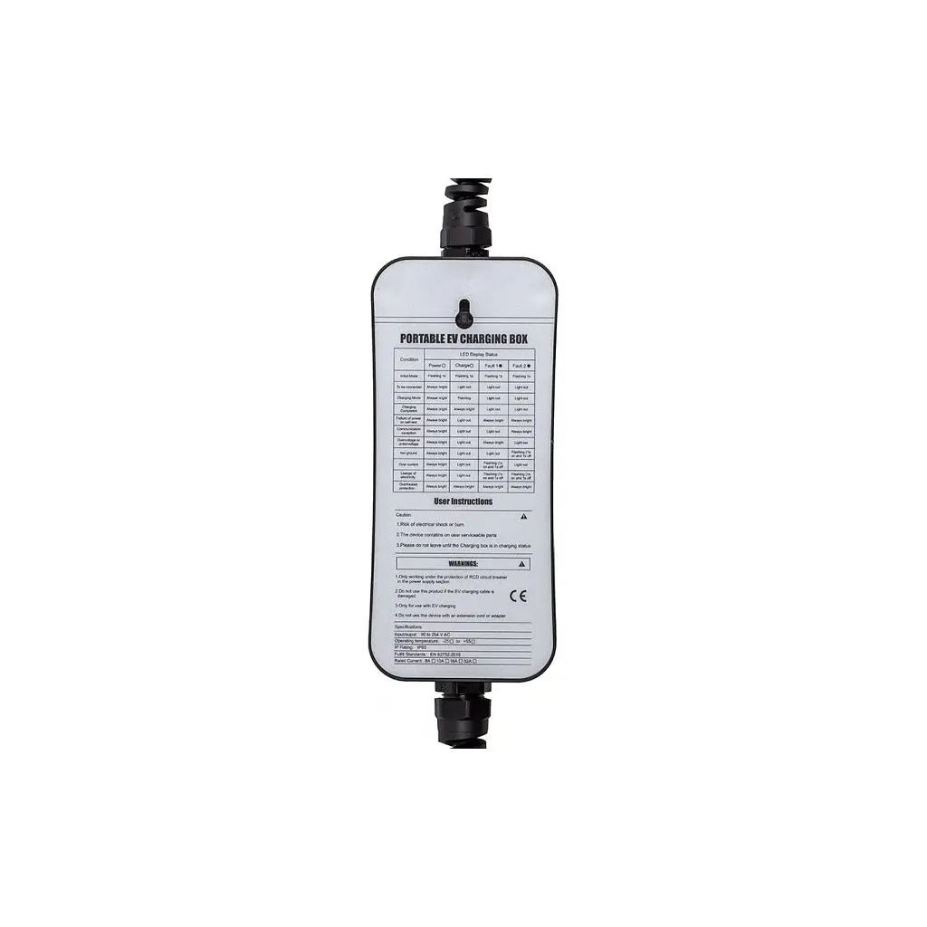 Зарядний пристрій для електромобіля HiSmart Type 2 - Schuko (220V), 16A, 3.6кВт, 1-фазний, 5м (EV200696) - фото 4