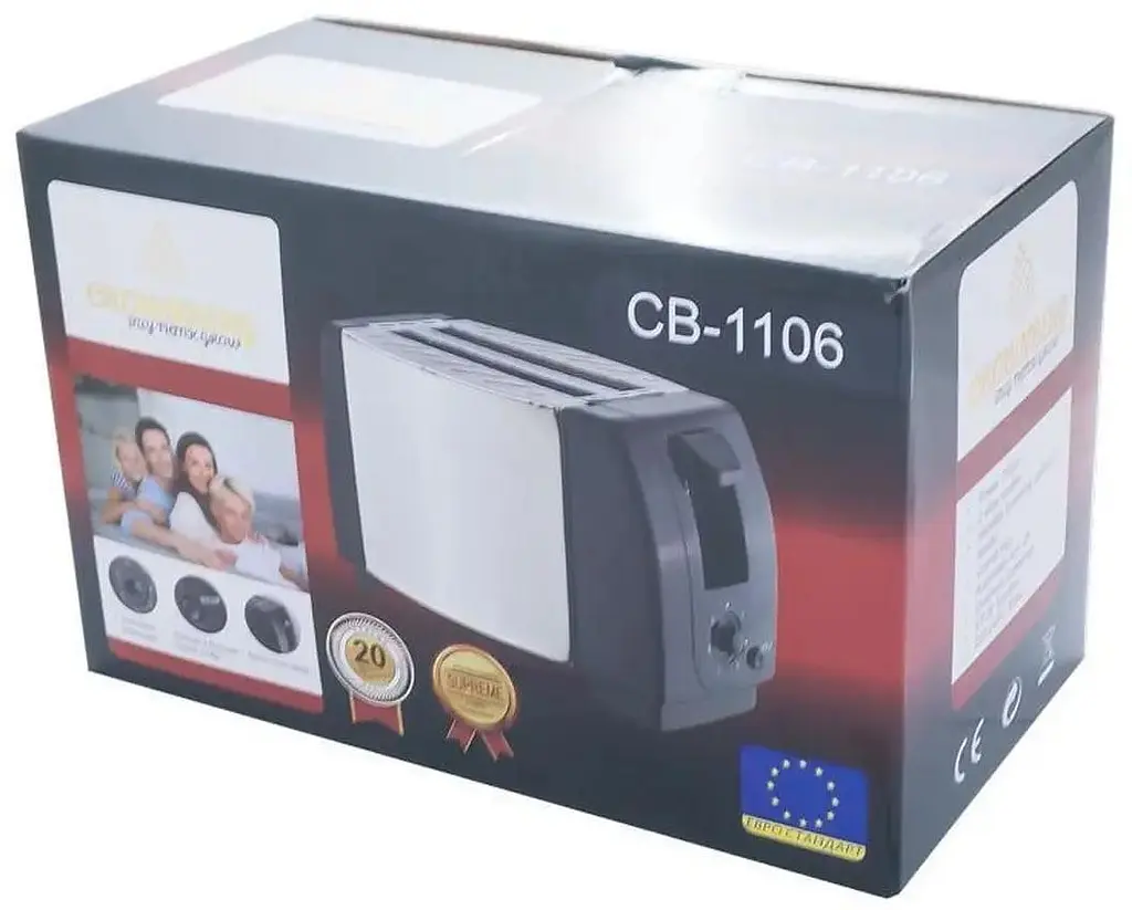 Тостер Crownberg CB-1106 750 Вт • Горизонтальний побутовий тостер на 2 тости - фото 2