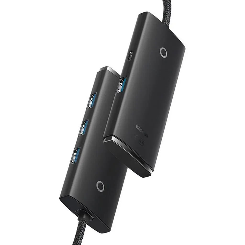 USB-хаб Baseus Lite Series 4-in-1 Hub Adapter Black (WKQX030101) [136670] - фото 3