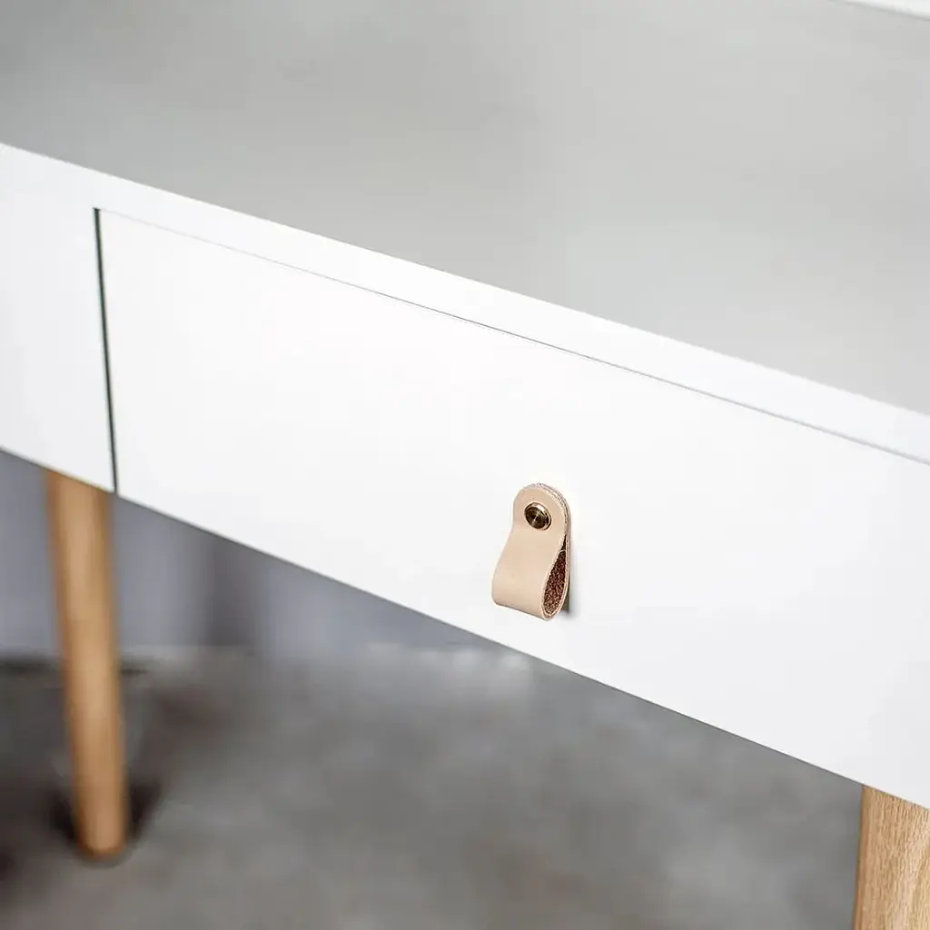 Туалетний столик Jumi Scandi LED + крісло Saida бежевий (шкіряні ручки) - фото 5