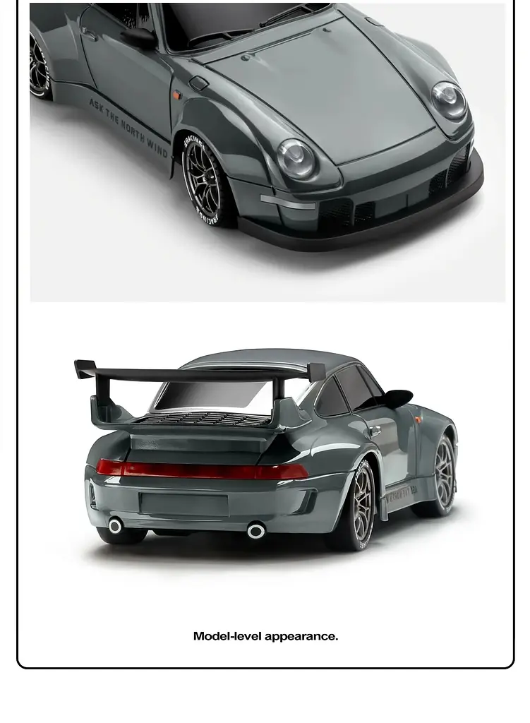 Машинка для дрифта на радіокеруванні Porsche S814 1:24 4WD з LED-ліхтарями (Темно-сірий) - фото 7