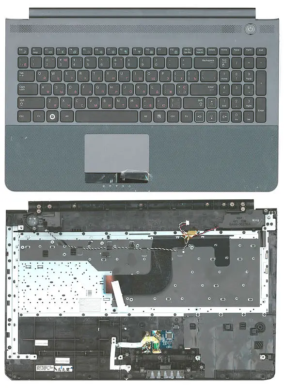 Клавіатура для ноутбука Samsung (RC520) Чорна, (Сіра верхня частина) - фото 3
